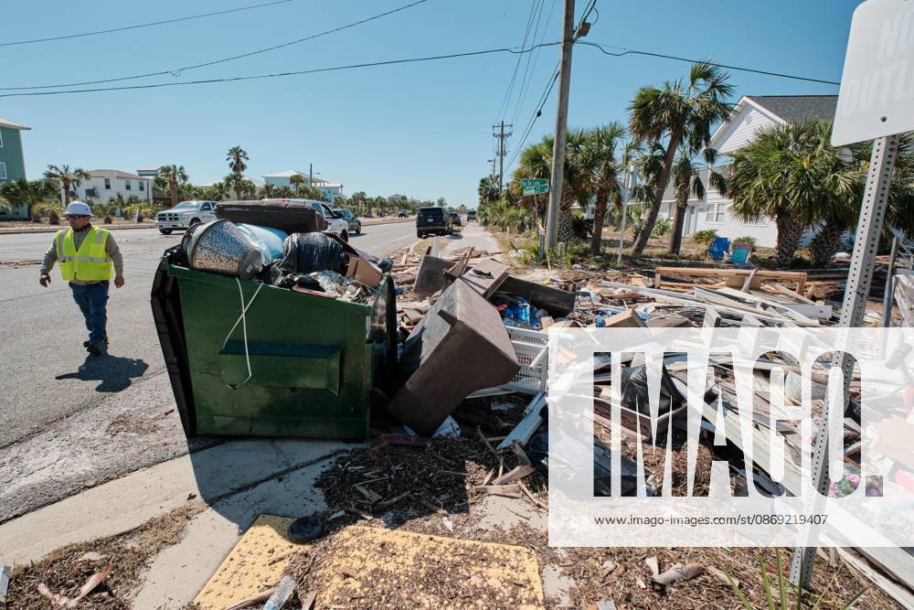 Pensacola Beach, Florida, U.S: October 11, 2026 Pensacola Beach, Florida USA: A pile of trash and debris sit outside an apartment complex after the arrival of Hurricane Isaias. Pensacola Beach U.S - ZUMAa14_ 20261011_zaf_a14_008
