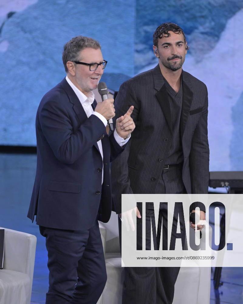 Photo by Mario Romano, IPP Milan, October 11, 2026. TV show *Che Tempo Che Fa*; pictured: Fabio Fazio and Marco Mengoni. Italy Photo Press World. Copyright *Che Tempo Che Fa*
