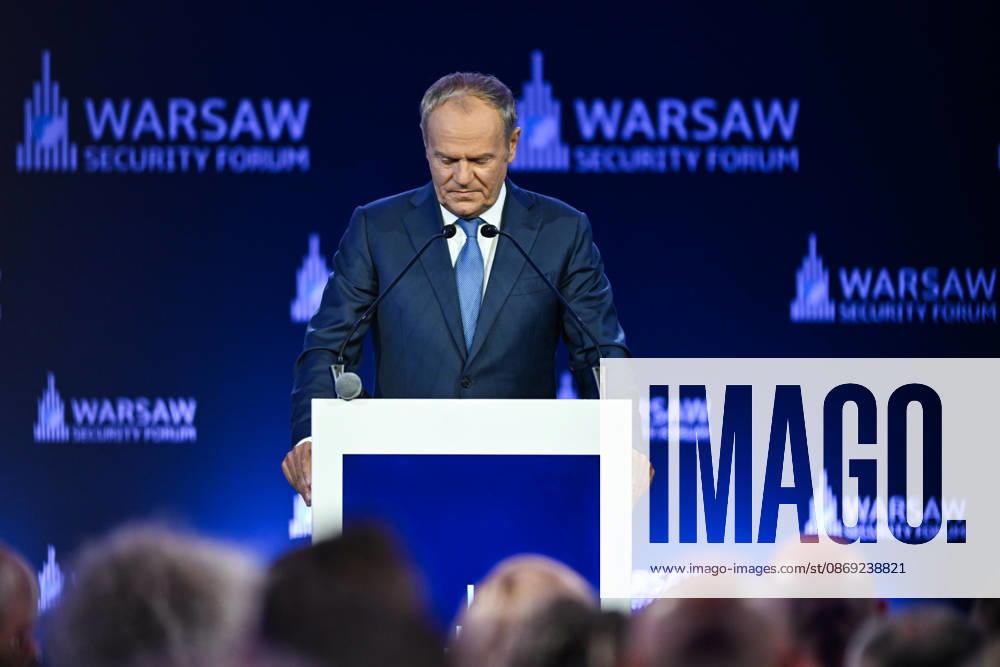 Warsaw Security Forum 2026 kicks off in Poland WARSAW, POLAND - OCTOBER 12: Polish Prime Minister Donald Tusk delivers his opening remarks to delegates on the first day of the Warsaw Security Forum 2026 (WSF2026) in Warsaw, Poland, on October 12, 2026. The two-day international defense conference brings together regional leaders, NATO officials and military commanders under this year s theme, United We Stand. Artur Widak Anadolu Warsaw Poland. Editorial use only. Please get in touch for any other usage.