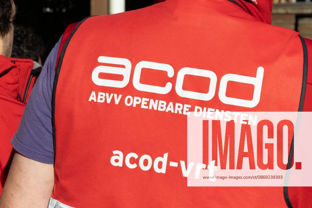 ACOD logo pictured during a strike in the public services in Belgium, against the Federal Government s budgetary measures, organised by the trade unions on Monday 12 October 2026 in Brussels. NICOLASxMAETERLINCK 189537751