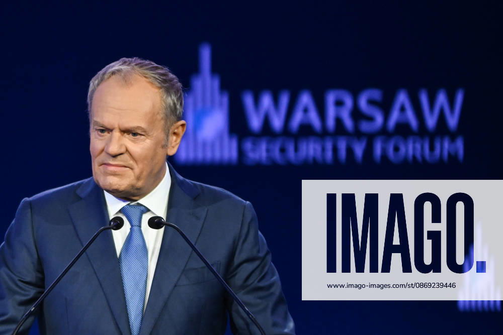 Warsaw Security Forum 2026 kicks off in Poland WARSAW, POLAND - OCTOBER 12: Prime Minister of Poland Donald Tusk delivers his opening address to delegates during the first day of the Warsaw Security Forum 2026 (WSF2026) in Warsaw, Poland, on October 12, 2026. The two-day international defense conference gathers regional leaders, NATO officials, and military commanders under this year s theme, United We Stand. Artur Widak Anadolu Warsaw Poland. Editorial use only. Please get in touch for any other usage.