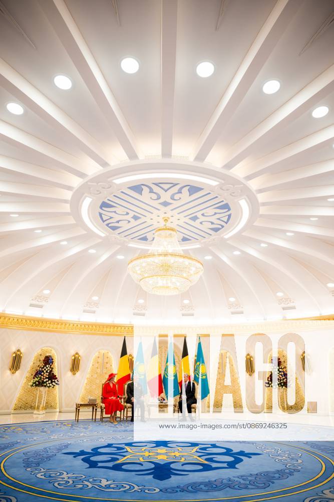 Queen Mathilde of Belgium; King Philippe - Filip of Belgium and Kazakhstan s President Kassym-Jomart Tokayev pictured at the official bilateral meeting at the Ak Orda Presidential Palace during an official state visit of the Belgian King and Queen to Kazakhstan, on Monday 12 October 2026. The first State Visit of Belgium s royal couple in central Asia from 11 to 14 October 2026, aims to highlight bilateral cooperation in the economic, academic, and cultural fields. JASPERxJACOBS 189551729