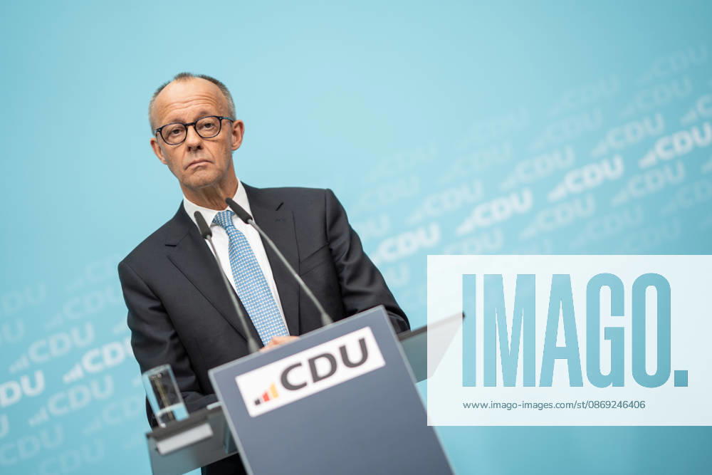 Chancellor Friedrich Merz at the closing press conference of the CDU Germany Executive Committee Retreat in Berlin, October 2026, Berlin, Berlin, Germany, Konrad Adenauer House