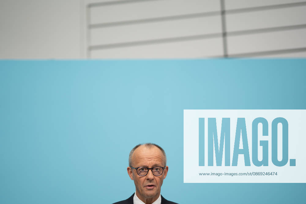 Chancellor Friedrich Merz at the closing press conference of the CDU Germany Executive Committee retreat in Berlin, October 2026, Berlin, Berlin, Germany, Konrad Adenauer House