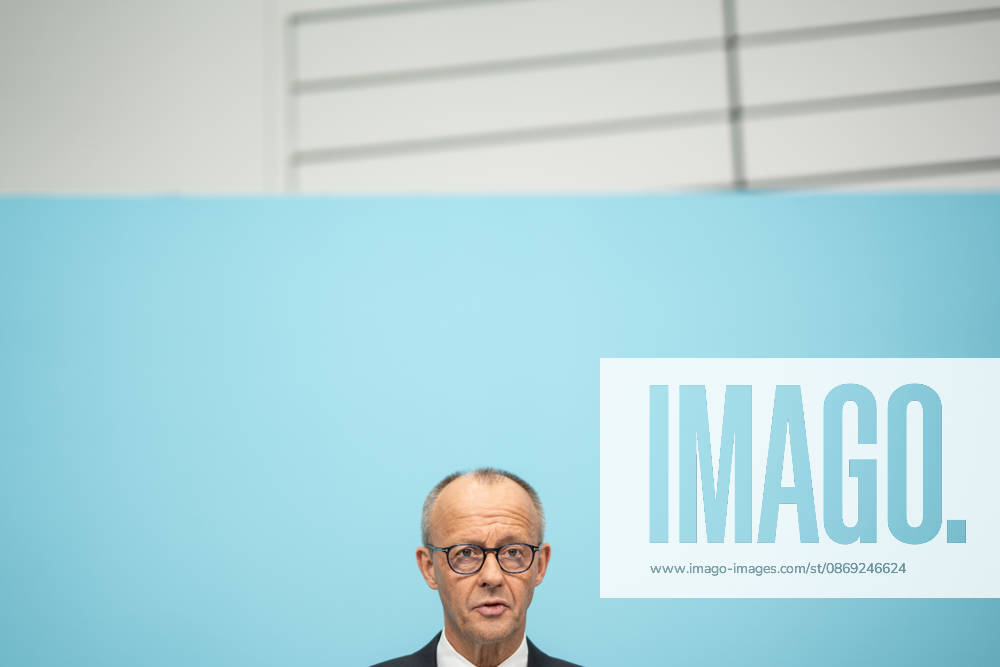 Chancellor Friedrich Merz at the closing press conference of the CDU Germany Executive Committee retreat in Berlin, October 2026, Berlin, Berlin, Germany, Konrad Adenauer House