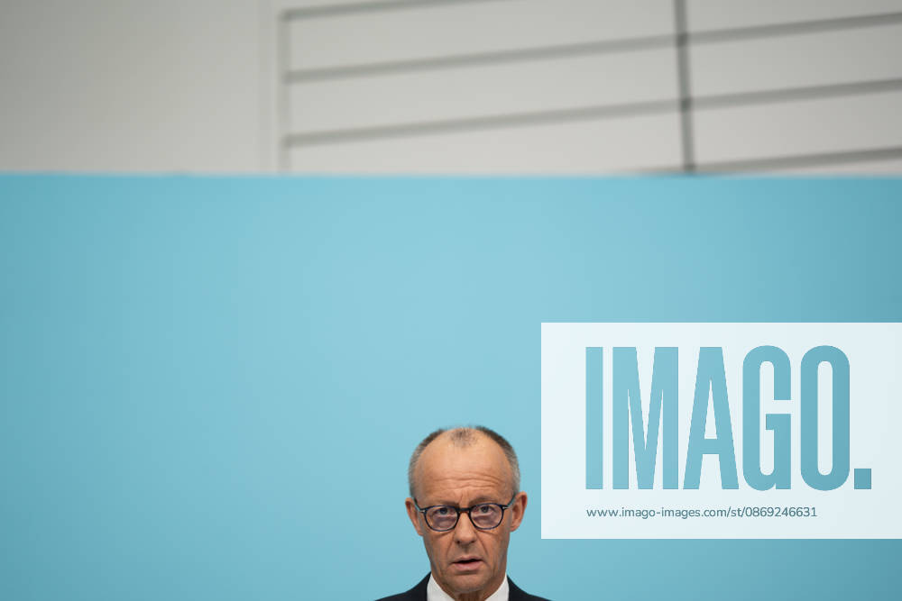 Chancellor Friedrich Merz at the closing press conference of the CDU Germany Executive Committee retreat in Berlin, October 2026, Berlin, Berlin, Germany, Konrad Adenauer House