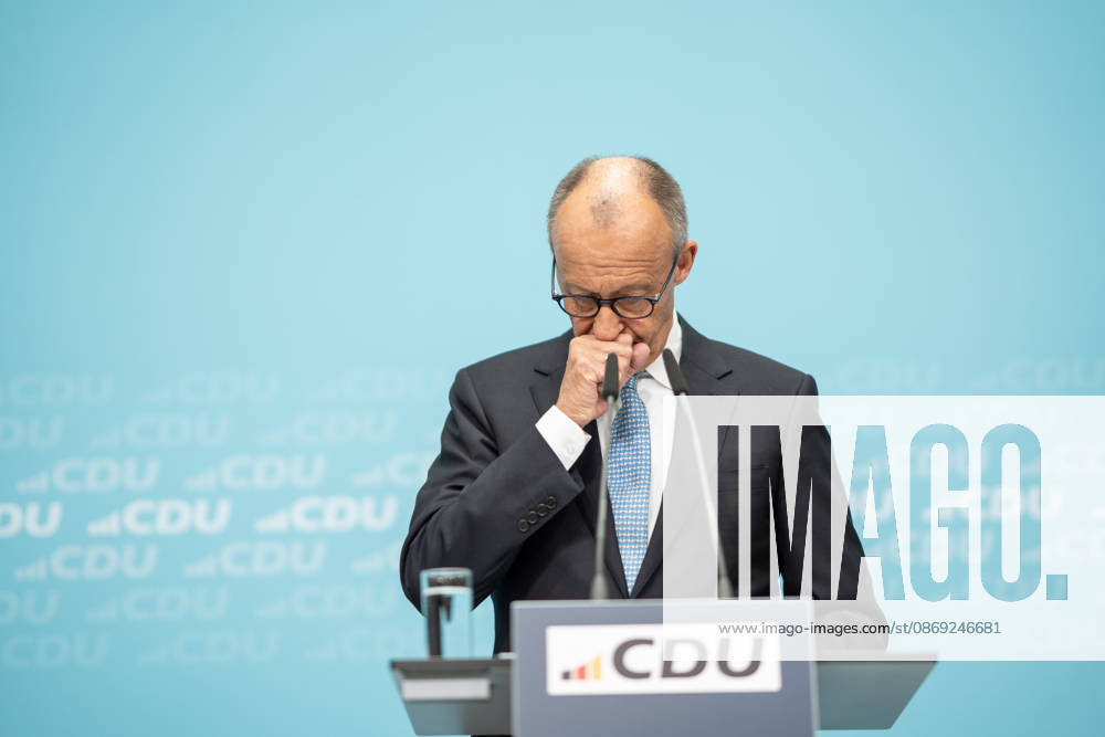 Chancellor Friedrich Merz at the closing press conference of the CDU Germany Executive Committee retreat in Berlin, October 2026, Berlin, Berlin, Germany, Konrad Adenauer House