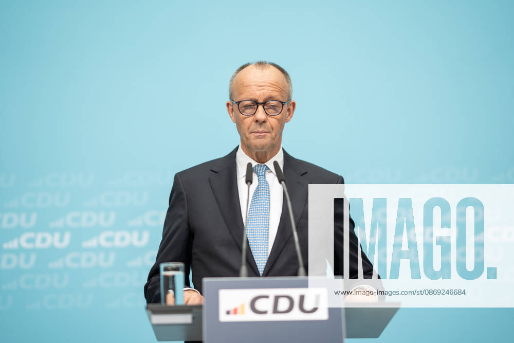 Chancellor Friedrich Merz at the closing press conference of the CDU Germany Executive Committee Retreat in Berlin, October 2026, Berlin, Berlin, Germany, Konrad Adenauer House