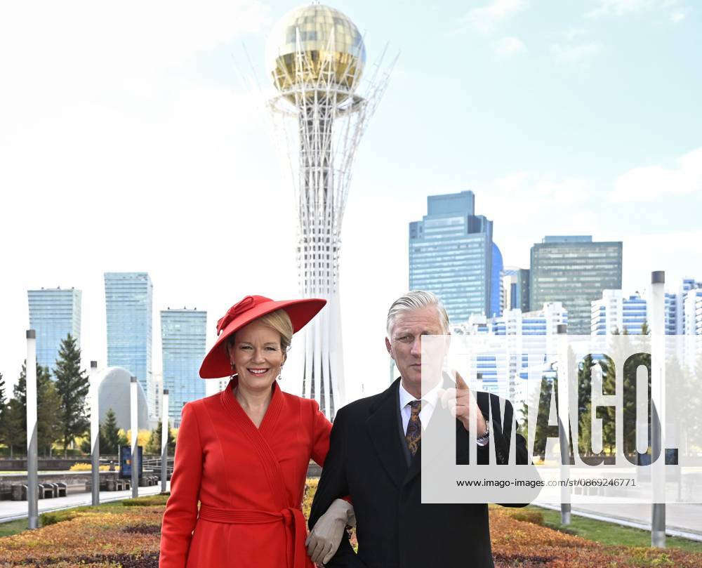 State Visit of King Philippe and Queen Mathilde to Kazakhstan (Day 2) ASTANA, KAZAKHSTAN - OCTOBER 12 : State Visit of King Philippe and Queen Mathilde to Kazakhstan (Day 2) : - Scene-Setting Photo in front of the Baiterek Tower on October 12, 2026 in Astana, Kazakhstan, 12 10 2026 Astana Kazakhstan