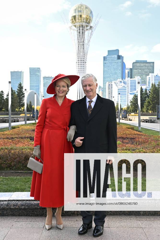 State Visit of King Philippe and Queen Mathilde to Kazakhstan (Day 2) ASTANA, KAZAKHSTAN - OCTOBER 12 : State Visit of King Philippe and Queen Mathilde to Kazakhstan (Day 2) : - Scene-Setting Photo in front of the Baiterek Tower on October 12, 2026 in Astana, Kazakhstan, 12 10 2026 Astana Kazakhstan