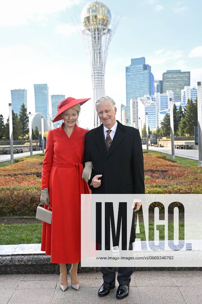 State Visit of King Philippe and Queen Mathilde to Kazakhstan (Day 2) ASTANA, KAZAKHSTAN - OCTOBER 12 : State Visit of King Philippe and Queen Mathilde to Kazakhstan (Day 2) : - Scene-Setting Photo in front of the Baiterek Tower on October 12, 2026 in Astana, Kazakhstan, 12 10 2026 Astana Kazakhstan
