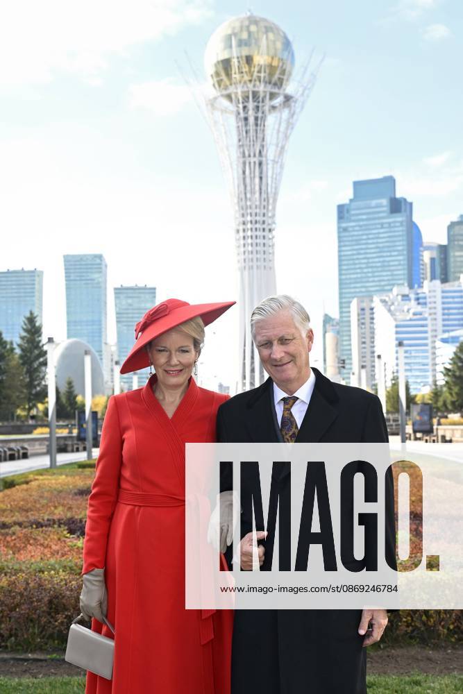 State Visit of King Philippe and Queen Mathilde to Kazakhstan (Day 2) ASTANA, KAZAKHSTAN - OCTOBER 12 : State Visit of King Philippe and Queen Mathilde to Kazakhstan (Day 2) : - Scene-Setting Photo in front of the Baiterek Tower on October 12, 2026 in Astana, Kazakhstan, 12 10 2026 Astana Kazakhstan