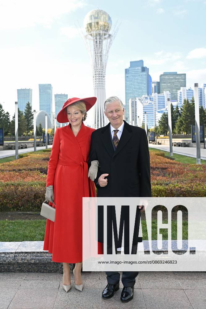 State Visit of King Philippe and Queen Mathilde to Kazakhstan (Day 2) ASTANA, KAZAKHSTAN - OCTOBER 12 : State Visit of King Philippe and Queen Mathilde to Kazakhstan (Day 2) : - Scene-Setting Photo in front of the Baiterek Tower on October 12, 2026 in Astana, Kazakhstan, 12 10 2026 Astana Kazakhstan