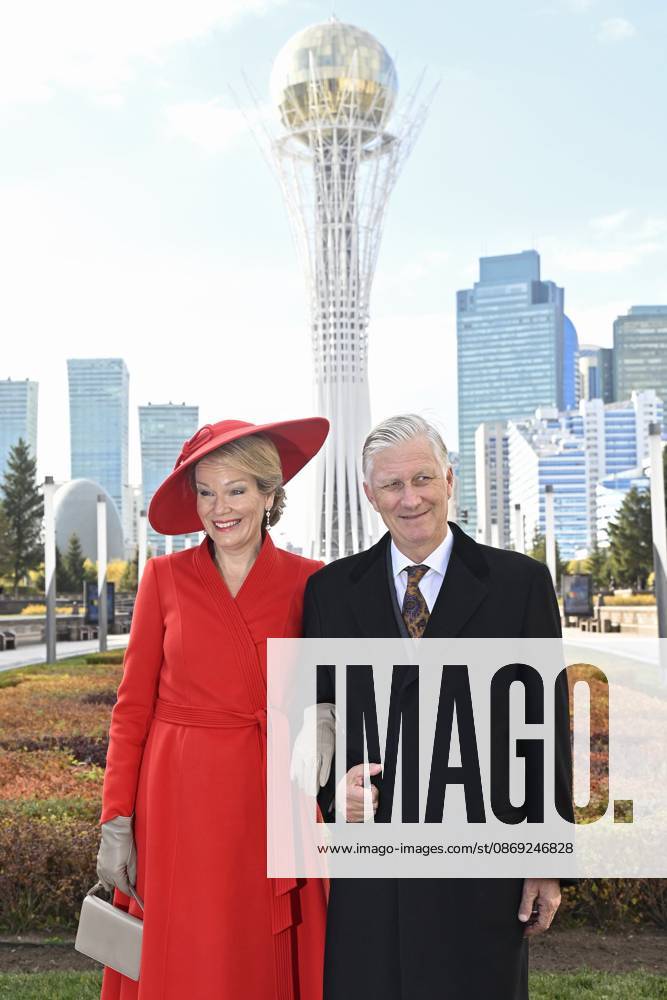 State Visit of King Philippe and Queen Mathilde to Kazakhstan (Day 2) ASTANA, KAZAKHSTAN - OCTOBER 12 : State Visit of King Philippe and Queen Mathilde to Kazakhstan (Day 2) : - Scene-Setting Photo in front of the Baiterek Tower on October 12, 2026 in Astana, Kazakhstan, 12 10 2026 Astana Kazakhstan