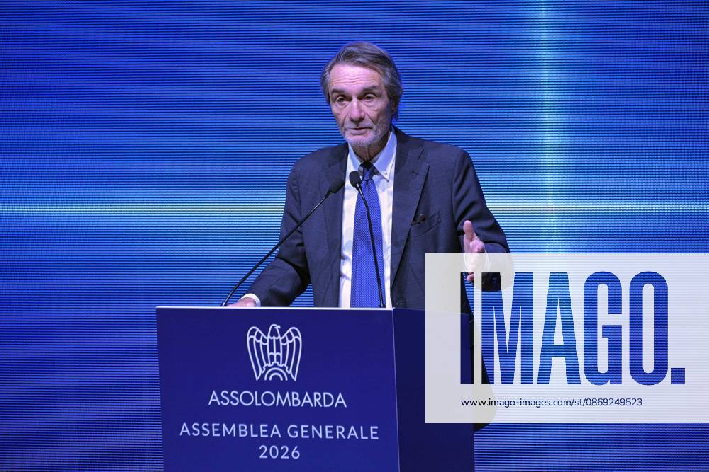 Photo by Mario Romano, IPP Milan, October 12, 2026: Assolombarda 2026 General Assembly. Pictured: Attilio Fontana, President of the Lombardy Region. Italy Photo Press World. Copyright Assolombarda General Assembly
