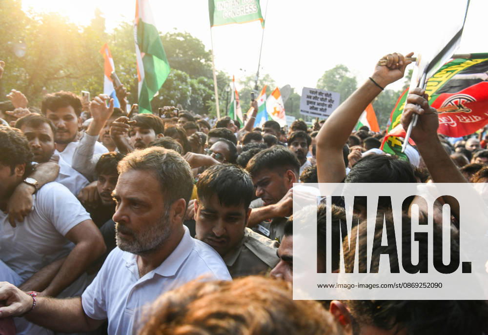 INDIA bloc leaders call for a march towards the Supreme Court New Delhi, Oct 12 (ANI): Lok Sabha LoP Rahul Gandhi during INDIA bloc s protest march towards the Supreme Court against Chief Election Commissioner Gyanesh Kumar, in New Delhi on Monday. New Delhi Delhi India
