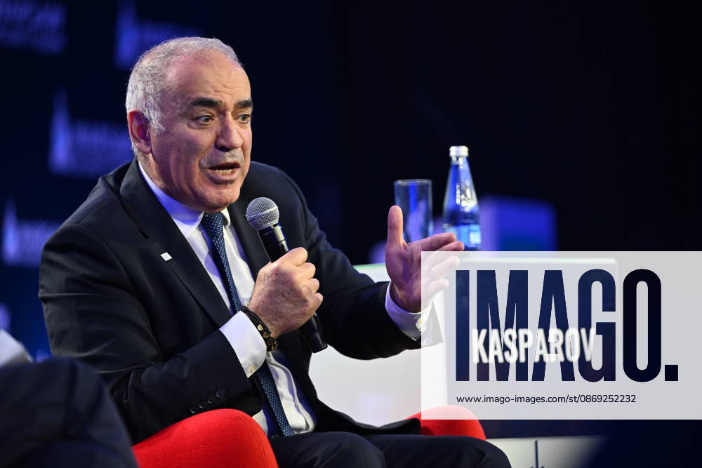 Warsaw Security Forum 2026 - Day 1 WARSAW, POLAND - OCTOBER 12: Chairman of the Renew Democracy Initiative Garry Kasparov speaks during a session titled Checkmate or Stalemate? Rethinking the West s Game Against Russia during Day 1 of the Warsaw Security Forum 2026 (WSF2026) on the Warsaw Stage in Warsaw, Poland, on October 12, 2026. The conversation focused on strategic foreign policy adjustments and counter-measures regarding regional security threats. Artur Widak Anadolu Warsaw Poland. Editorial use only. Please get in touch for any other usage.