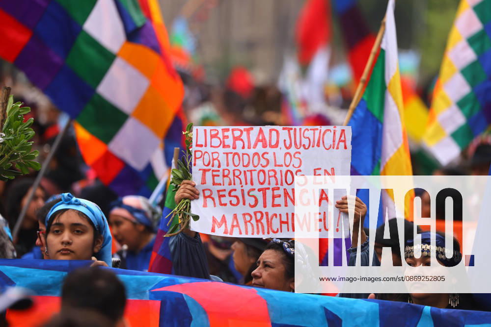The assembly of indigenous organizations calls for a march: Indigenous Peoples in Resistance for Autonomy and Demilitarization. Jonnathan Oyarzun Aton Chile, Santiago, Chile Aton 1198917