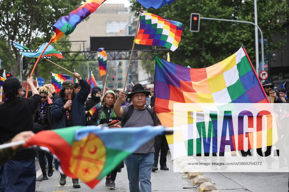 The assembly of indigenous organizations calls for a march: Indigenous Peoples in Resistance for Autonomy and Demilitarization. Dragomir Yankovic, Aton Chile, Santiago, Chile. Aton 1199034