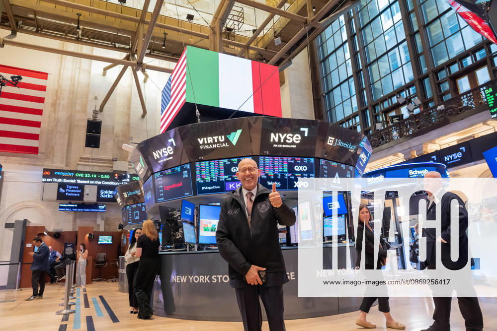 Peter Eric Arnell, Chief Brand Architect, USA poses as Commissioner of the Social Security Administration Frank Bisignano rings opening bell on the trading floor of the New York Stock Exchange (NYSE) in New York, NY on October 12, 2026 in celebration of Columbus Day. He was joined among others by journalist Maria Bartiromo, chef Lidia Bastianich, businessman Kenneth Langone Sr. New York USA - ZUMAr339 20261012_znp_r339_033