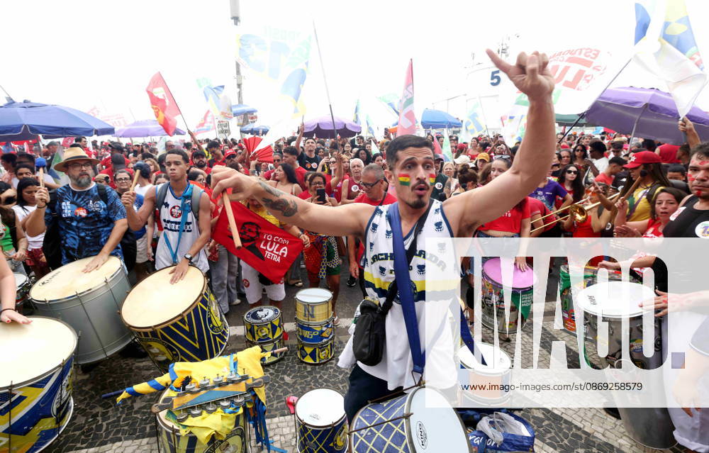 Thousands of supporters gather in Copacabana, Rio de Janeiro, Brazil, on October 12, 2026, for a pro-democracy demonstration organized by the CENA Nacional movement, the National Union of Students (UNE) and Universibloco. Held on Brazilâ€⠢s Our Lady of Aparecida national holiday, the rally calls for the defense of constitutional rights and public policies supporting healthcare, education and social assistance. Carnival street bands, known as blocos, and percussion groups brought music and a festive atmosphere to the waterfront mobilization, blending political activism with Rioâ€⠢s popular street culture. The demonstration takes place ahead of Brazilâ€⠢s October 25 pres - ZUMAport 20261012_znp_k251_002
