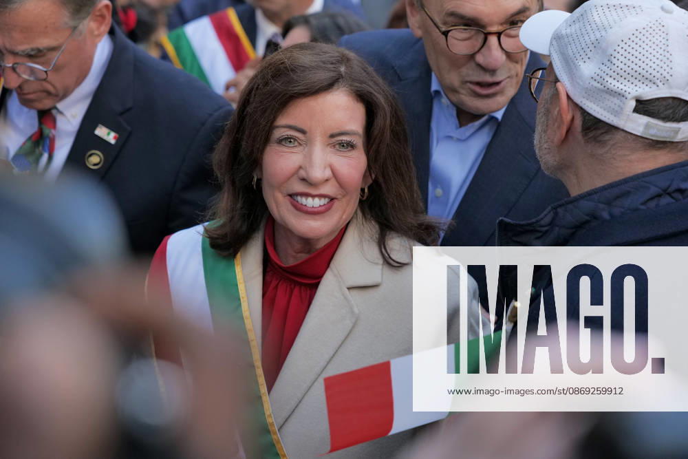 NY Governor Kathy Hochul at the 82nd annual Columbus Day Parade as it.made its way up Fifth Avenue bringing the excitement and spirit of Italian.American heritage to NYC. Floats, marching bands, italian music.and thousands of spectators celebrated the history, culture and.contributions of Italian Americans. New York USA - ZUMAh156 20261012_znp_h156_021