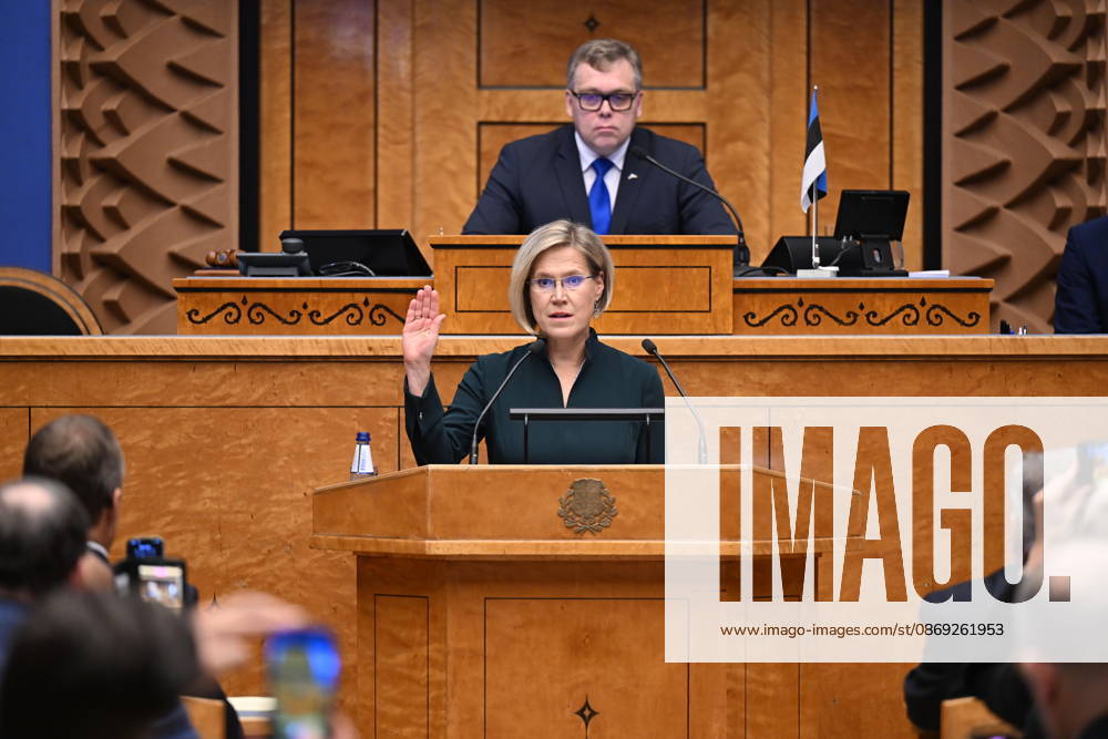 (261013) -- BEIJING, Oct. 13, 2026 -- Estonia s newly elected President Ulle Madise is sworn into office at the Riigikogu building in Tallinn, Estonia, Oct. 12, 2026. ( Handout via Xinhua) XINHUA PHOTOS OF THE DAY OfficexofxthexPresidentxofxEstonia