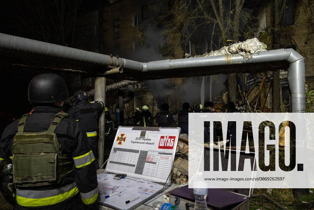 KHARKIV, UKRAINE, OCTOBER 12, 2026: Emergency workers conduct rescue operations at a residential building damaged in a Russian strike in Kharkiv s Kholodnohirskyi district. A firefighter was injured by falling concrete debris while clearing the rubble and was evacuated on a stretcher. Kharkiv Ukraine - ZUMAq101 20261013_zna_q101_001