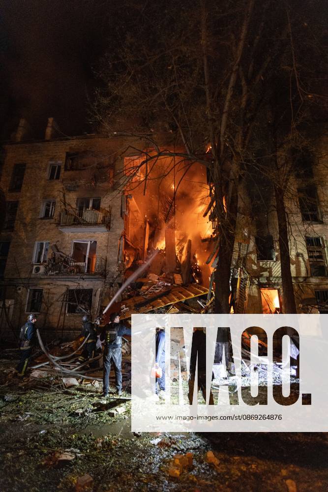 Rescue Operations After Kharkiv Strike KHARKIV, UKRAINE, OCTOBER 12, 2026: Emergency workers conduct rescue operations at a residential building damaged in a Russian strike in Kharkiv s Kholodnohirskyi district. A firefighter was injured by falling concrete debris while clearing the rubble and was evacuated on a stretcher. Kharkiv Ukraine