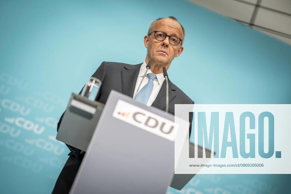 Chancellor Friedrich Merz at the closing press conference of the CDU Germany Executive Committee retreat in Berlin, October 2026, Berlin, Berlin, Germany, Konrad Adenauer House
