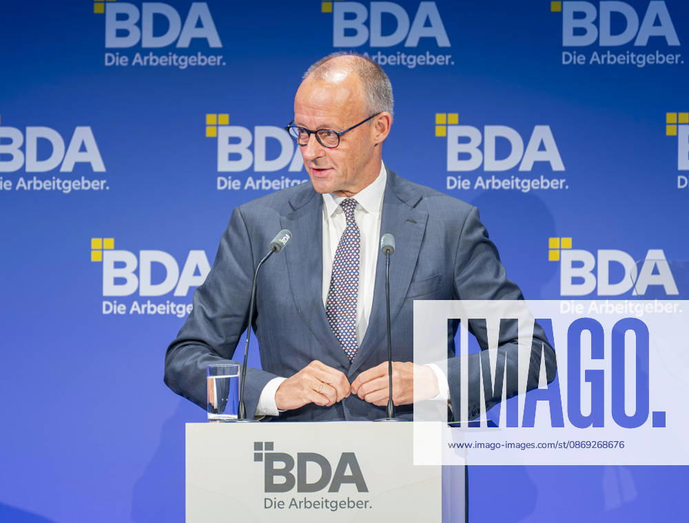 Friedrich Merz Attends the 2026 Employers Day, Germany, Berlin, October 13, 2026—Federal Chancellor Friedrich Merz of the CDU delivers a keynote address at the 2026 Employers Day organized by the Confederation of German Employers Associations