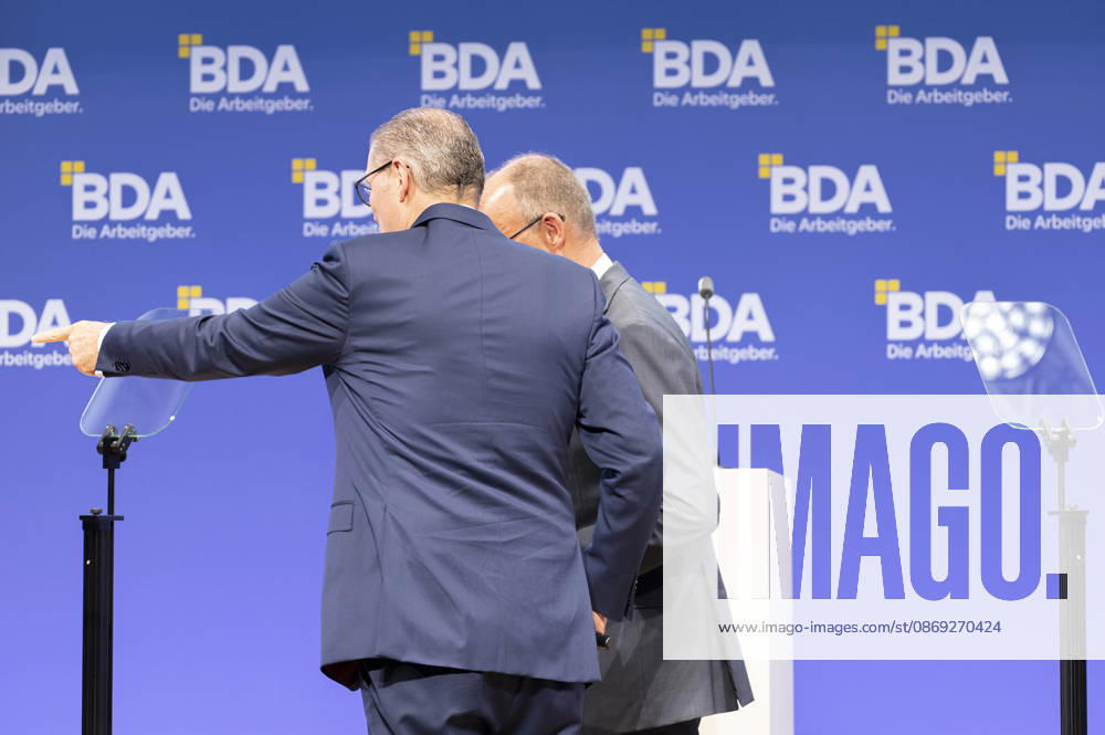 Friedrich Merz, Rainer Dulger, EUR, Germany, Berlin, October 13, 2026: Federal Chancellor Friedrich Merz (CDU) and Rainer Dulger, president of the employers association, engage in dialogue at the 2026 Employers Day event organized by the Confederation of German Employers Associations