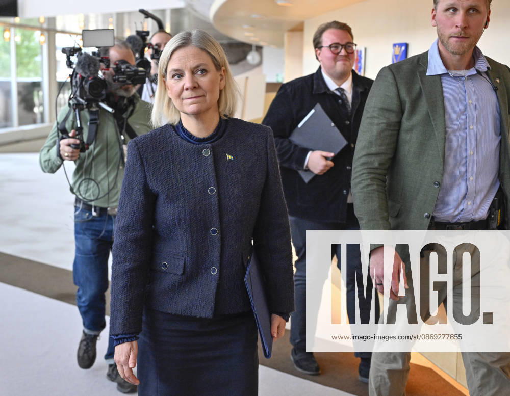 STOCKHOLM, SWEDEN 20261013 Social Democratic Party leader Magdalena Andersson (S) on her way to a press conference following her meeting with the Speaker of the Riksdag regarding her exploratory mandate STOCKHOLM, SWEDEN