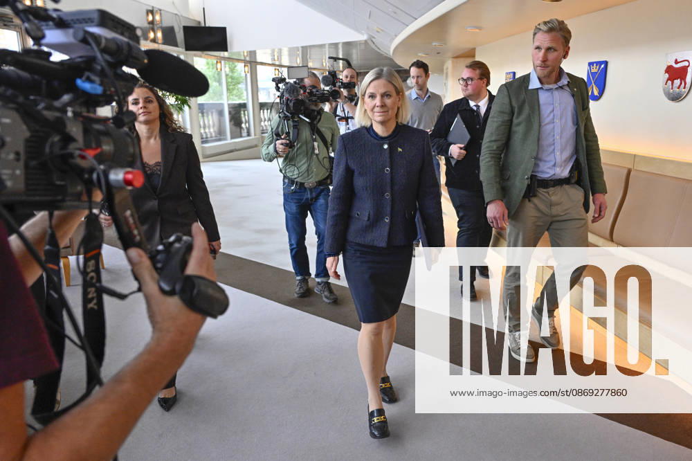 STOCKHOLM, SWEDEN 20261013 Social Democratic Party leader Magdalena Andersson (S) on her way to a press conference following her meeting with the Speaker of the Riksdag regarding her exploratory mandate STOCKHOLM, SWEDEN