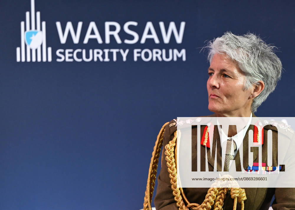 Warsaw Security Forum 2026 WARSAW, POLAND - OCTOBER 13: Vice Chief of the Defence Staff of the United Kingdom, General Dame Sharon Nesmith, addresses delegates during the Day 2 panel discussion, titled The More, the Better - How to Transform Armed Forces to Meet Peer Competitors? at the Warsaw Security Forum 2026 (WSF 2026) in Warsaw, Poland, on October 13, 2026. Nesmith discussed the transformation of British Armed Forces, technological integration, and bolstering industrial defense capacity within the NATO alliance. Artur Widak Anadolu Warsaw Poland. Editorial use only. Please get in touch for any other usage.