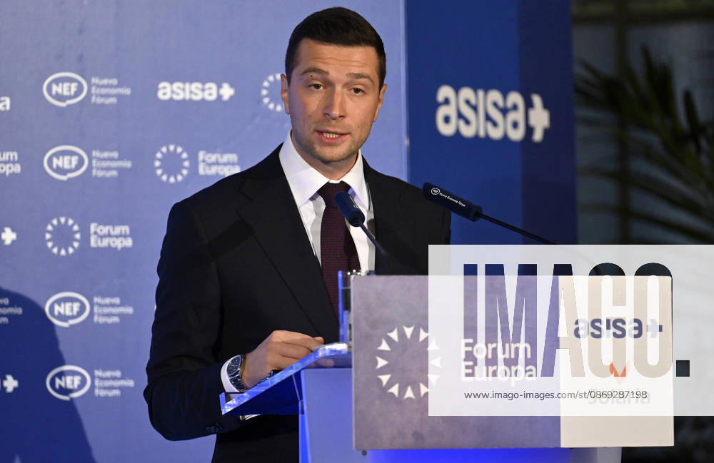 Vox leader Abascal and RN chief Bardella attend Forum Europa in Madrid MADRID, SPAIN - OCTOBER 13: President of France s far-right National Rally (Rassemblement National - RN) party Jordan Bardella speaks during the Forum Europa session in Madrid, Spain, on October 13, 2026. Burak Akbulut Anadolu Madrid Spain. Editorial use only. Please get in touch for any other usage.