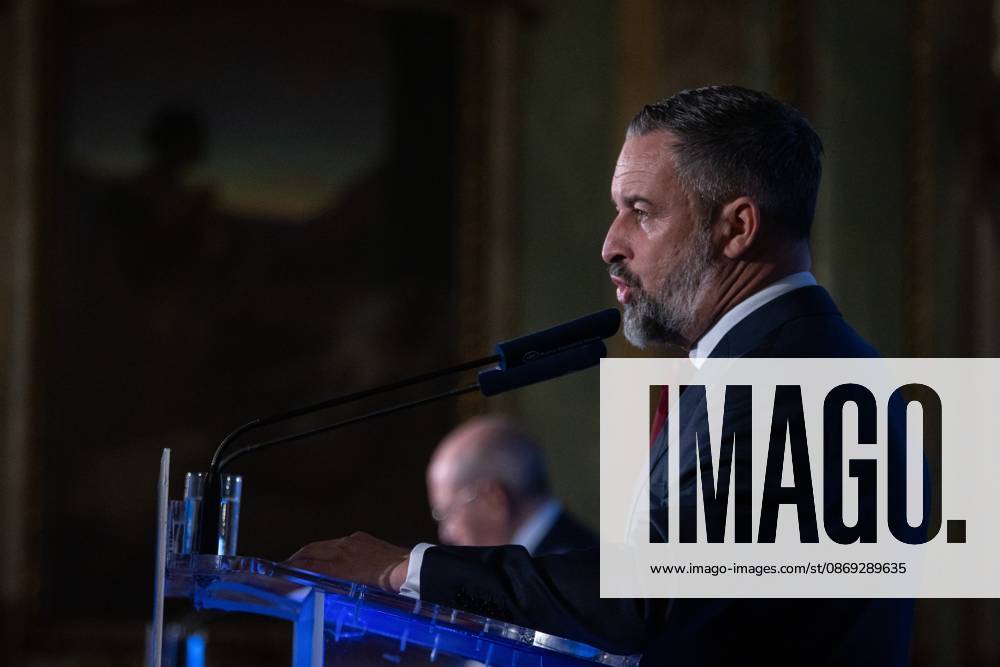 Informative breakfast: Jordan Bardella and Santiago Abascal in Madrid, Spain - 13 Oct 2026 Santiago Abascal, President of VOX and of the Patriots, attends an informative breakfast organized by Nueva Economía Fórum in Madrid. Madrid Spain
