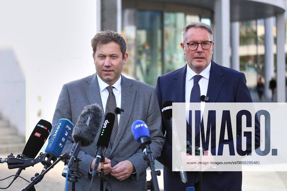 Germany, October 13, 2026, Government Quarter: Press Statement by Federal Minister of Finance Lars Klingbeil (SPD) and Federal Minister of Labor and Social Affairs-designate Alexander Schweitzer (SPD)
