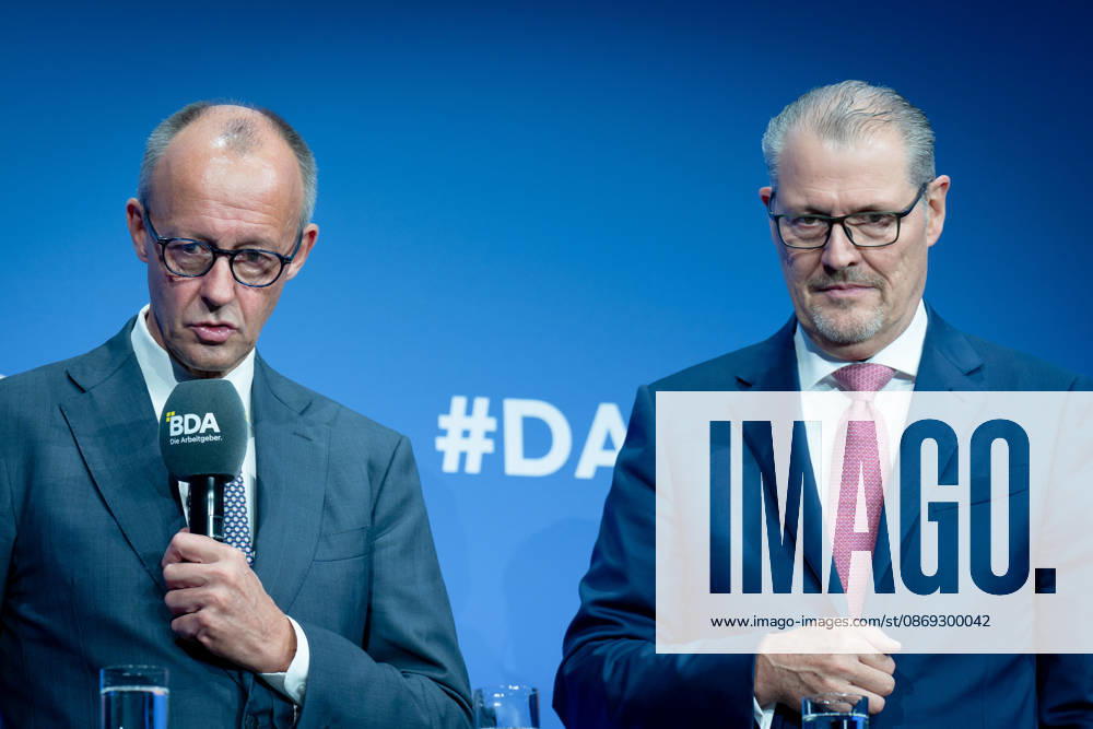 German Employers Day, bcc, Berlin Congress Center German Employers Day, bcc, Berlin Congress Center, Rainer Dulger, Employers Association President Friedrich Merz, Federal Chancellor Dagmar Rosenfeld Berlin Berlin GER
