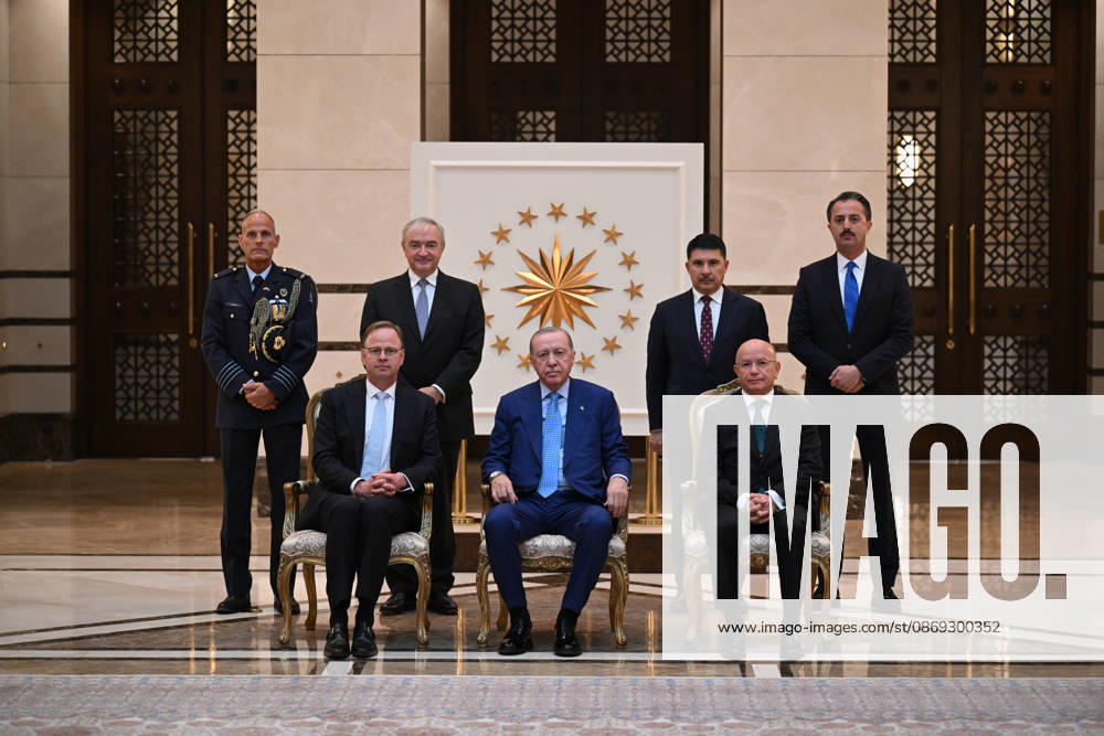 Turkish President Recep Tayyip Erdogan ANKARA, TURKIYE - OCTOBER 13: Dutch Ambassador to Turkiye, Alle Dorhout presents his letters of credence to Turkish President Recep Tayyip Erdogan (C), as Erdogan receives the ambassadors of India, Mali, Netherlands, El Salvador and Nigeria at the Presidential Complex, in Ankara, Turkiye on October 13, 2026. Mehmet Ali Ozcan Anadolu Ankara Turkey. Editorial use only. Please get in touch for any other usage.