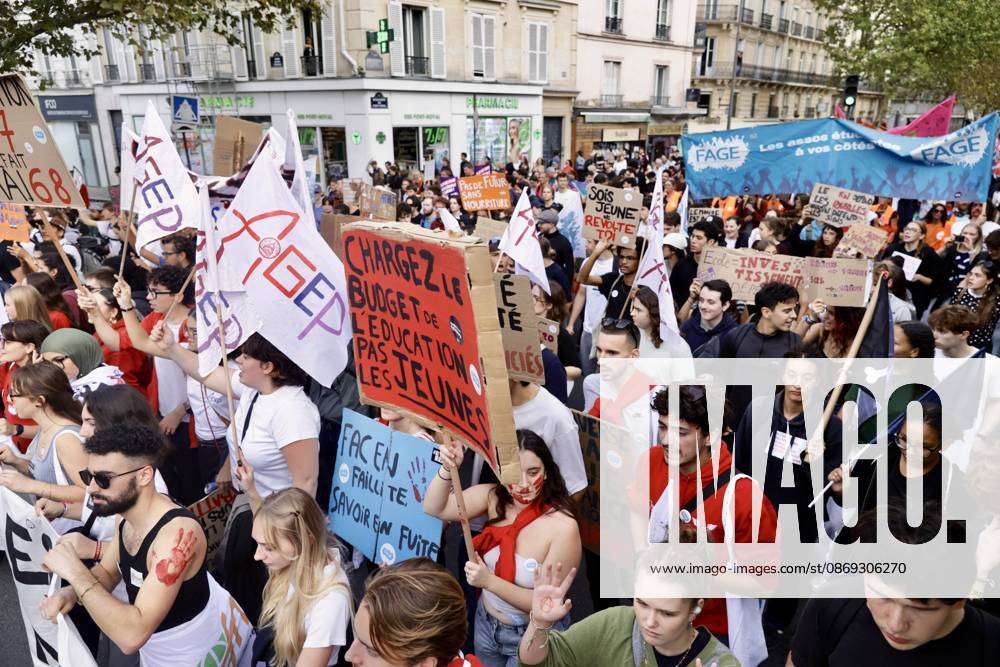 Demonstrators rally at Place d Italie in Paris amid nationwide protests across France against government policies PARIS, FRANCE - OCTOBER 13: Protesters wave union flags and hold banners during a mass demonstration at Place d Italie in Paris, France, on October 13, 2026. Trade unions, civil society organizations, and citizens took to the streets in cities across France to voice strong opposition to the government s economic reforms, proposed austerity measures, and labor policies. Ibrahim Ezzat Anadolu Ile-de-France France. Editorial use only. Please get in touch for any other usage.