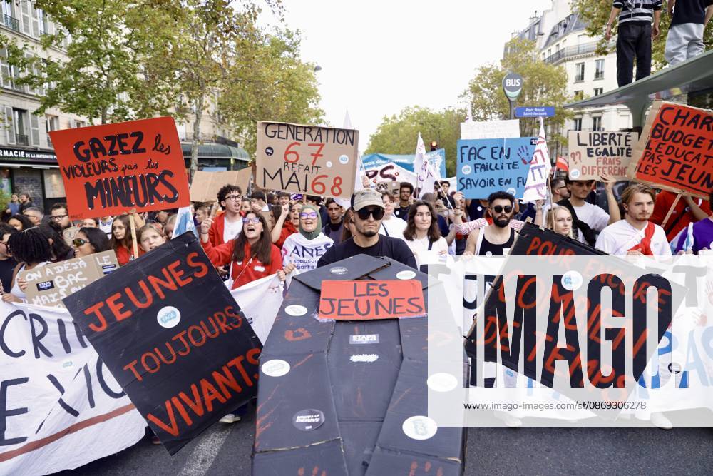 Demonstrators rally at Place d Italie in Paris amid nationwide protests across France against government policies PARIS, FRANCE - OCTOBER 13: Protesters wave union flags and hold banners during a mass demonstration at Place d Italie in Paris, France, on October 13, 2026. Trade unions, civil society organizations, and citizens took to the streets in cities across France to voice strong opposition to the government s economic reforms, proposed austerity measures, and labor policies. Ibrahim Ezzat Anadolu Ile-de-France France. Editorial use only. Please get in touch for any other usage.