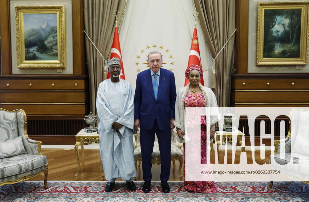 Turkish President Recep Tayyip Erdogan ANKARA, TURKIYE - OCTOBER 13: (---- - MANDATORY CREDIT - TURKISH PRESIDENCY MURAT KULA HANDOUT - NO MARKETING NO ADVERTISING CAMPAIGNS - DISTRIBUTED AS A SERVICE TO CLIENTS----) Turkish President Recep Tayyip Erdogan and Nigeria s Ambassador to Turkiye, Saidu Usman Nasamu Dakingari pose for a family photo after receiving the credentials of Nigeria s Ambassador to Turkiye during a ceremony at the Presidential Complex in Ankara, Turkiye on October 13, 2026. Tur Presidency Murat Kula Anadolu Ankara Turkey. Editorial use only. Please get in touch for any other usage.