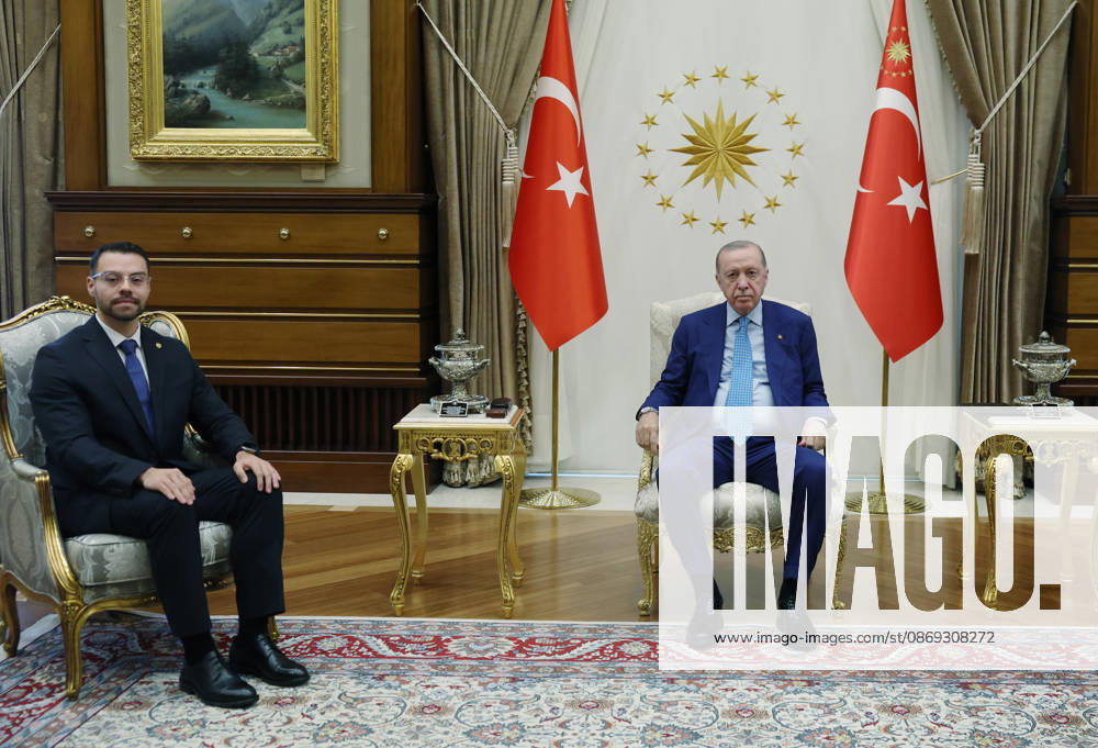 Turkish President Recep Tayyip Erdogan ANKARA, TURKIYE - OCTOBER 13: (---- - MANDATORY CREDIT - TURKISH PRESIDENCY MURAT KULA HANDOUT - NO MARKETING NO ADVERTISING CAMPAIGNS - DISTRIBUTED AS A SERVICE TO CLIENTS----) Turkish President Recep Tayyip Erdogan and El Salvador s Ambassador to Turkiye, Eduardo Alfonso G. Grande pose for a photo after receiving the credentials of El Salvador s Ambassador to Turkiye during a ceremony at the Presidential Complex in Ankara, Turkiye on October 13, 2026. Tur Presidency Murat Kula Anadolu Ankara Turkey. Editorial use only. Please get in touch for any other usage.
