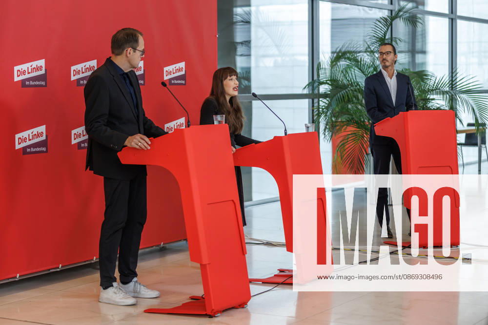 Statement by Die Linke: Heidi Reichinnek and Soeren Pellmann at a Die Linke press conference on October 13, 2026, in Berlin, Berlin, Berlin, Germany, Reichstag