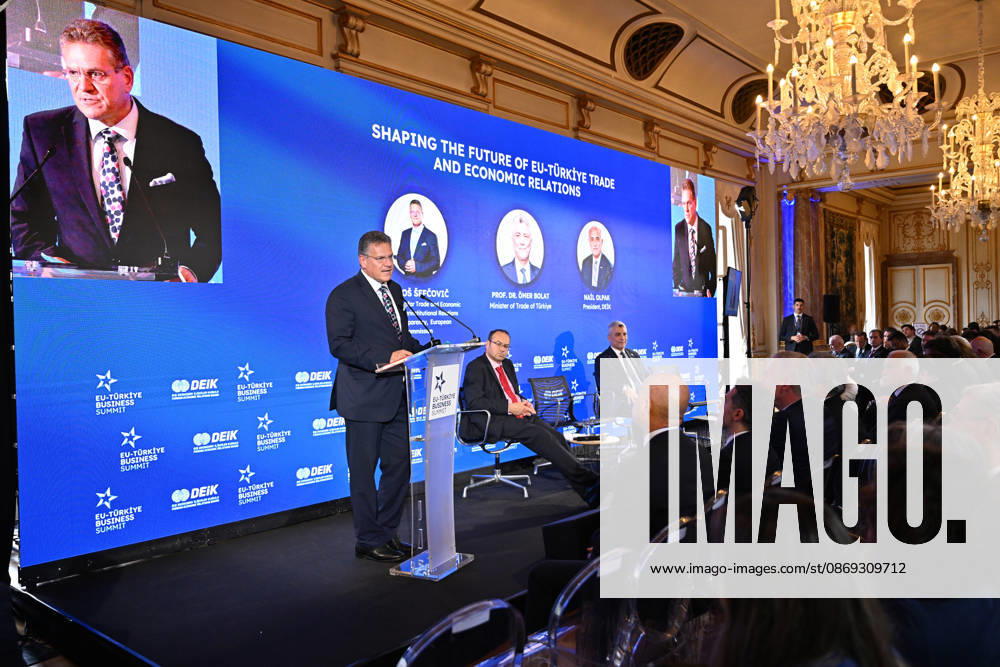 European Commission Member for Trade and Economic Security Maros Sefcovic BRUSSELS, BELGIUM - OCTOBER 13: European Commission Member for Trade and Economic Security Maros Sefcovic speaks at the EU-Turkiye Business Summit at the Egmont Palace in Brussels, Belgium on October 13, 2026. Dursun Aydemir Anadolu Brussels Belgium. Editorial use only. Please get in touch for any other usage.
