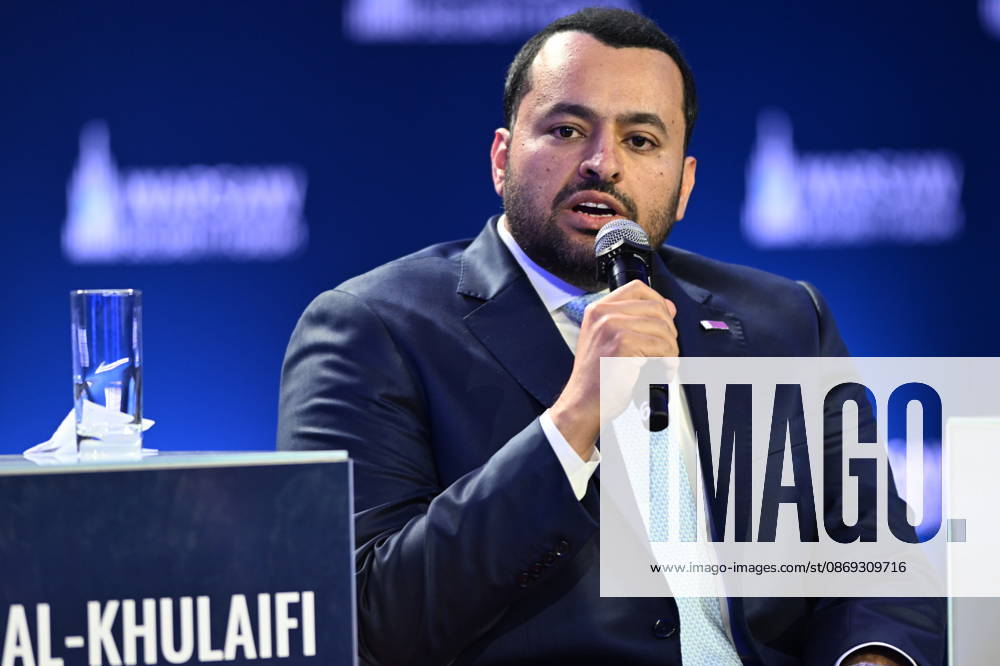 Warsaw Security Forum 2026 WARSAW, POLAND - OCTOBER 13: Qatari Minister of State for Foreign Affairs Mohammed Al-Khulaifi speaks during the Day 2 panel discussion, titled Negotiating Peace in the Middle East: Lessons from the Frontlines of Diplomacy, at the 13th Warsaw Security Forum (WSF 2026) in Warsaw, Poland, on October 13, 2026. Convened in partnership with the Doha Forum, the global outlook session featured Al-Khulaifi detailing Qatar’s strategic mediation frameworks, conflict de-escalation strategies, and the vital role of impartial diplomacy in navigating Middle Eastern security crises. Artur Widak Anadolu Warsaw Poland. Editorial use only. Please get in touch for any other usage.