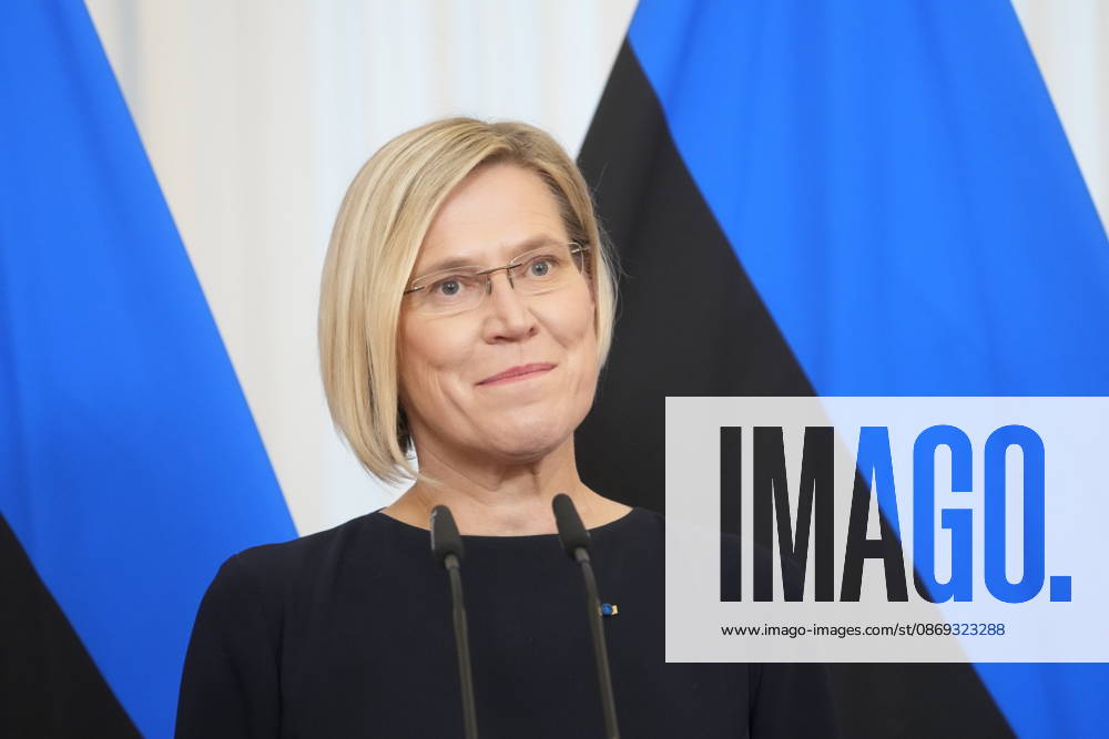 Estonian President ULLE MADISE attends press conference during her visit to Latvia Riga Latvia - ZUMAk193 20261013_zip_k193_009