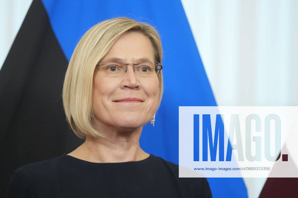 Estonian President ULLE MADISE pose media during her visit to Latvia Riga Latvia - ZUMAk193 20261013_zip_k193_020