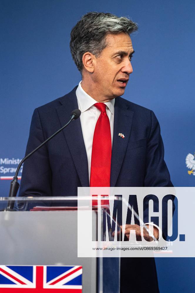 Foreign Ministers of Poland and the United Kingdom meet in Warsaw, Poland - 13 Oct 2026 The Foreign Secretary of the United Kingdom, Ed Miliband, seen during the press conference. Foreign Secretary of the United Kingdom of Great Britain and Northern Ireland visits the Ministry of Foreign Affairs in Warsaw, Poland for a meeting with the Republic of Poland s Foreign Minister, Radoslaw Sikorski. During the subsequent press conference, the ministers discussed their countries ongoing cooperation in foreign policy issues, including supporting Ukraine in the war Russia is waging against it. Miliband also spoke of the ties his family has to Poland. Afterwards, the ministers travel to the second day of the Warsaw Security Forum. Warsaw Poland